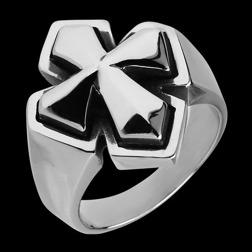 STAINLESS STEEL MEN'S KNIGHT’S CROSS RING