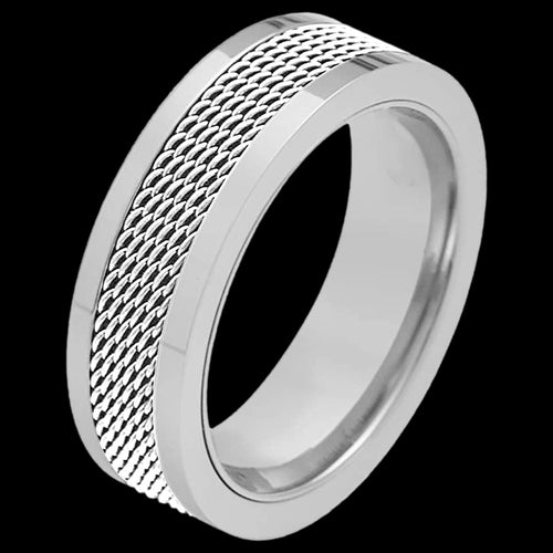 STAINLESS STEEL MEN'S MESH CHANNEL RING