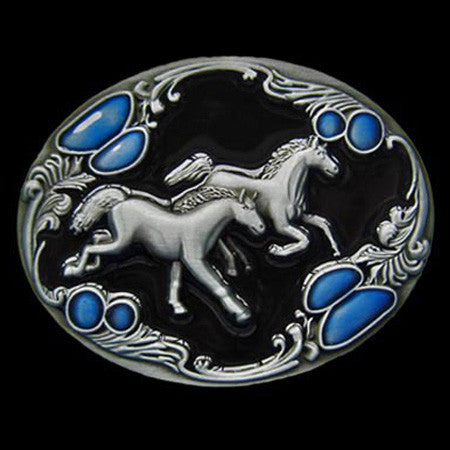 RUNAWAY HORSES BELT BUCKLE