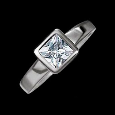 STAINLESS STEEL CUSHION SOLITAIRE RING
