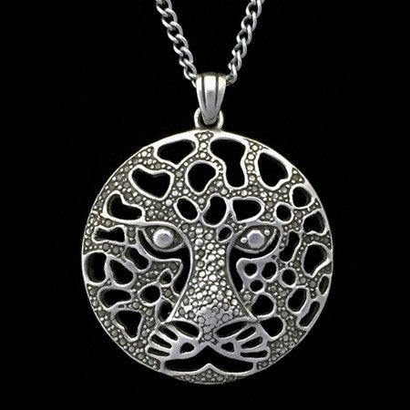 STERLING SILVER PIERCED LEOPARD HEAD NECKLACE