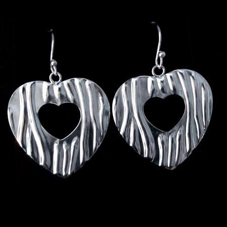 STERLING SILVER DRIFT SAND HEART EARRINGS