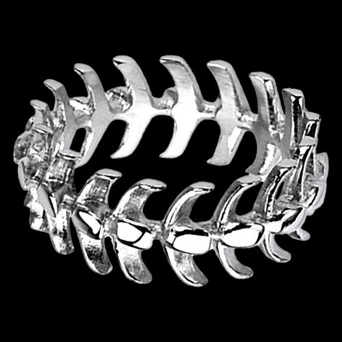 STAINLESS STEEL MEN'S SPINE VERTEBRAE RING - TOP VIEW