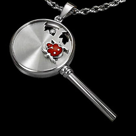 STAINLESS STEEL KEY AND LADY BIRD NECKLACE