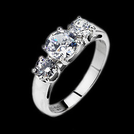 STAINLESS STEEL CZ TRIO RING
