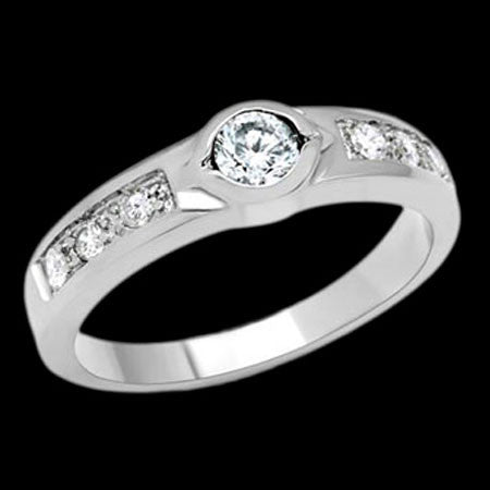 STAINLESS STEEL CHANNEL SET BEZEL SOLITAIRE RING