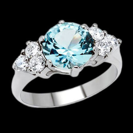 STAINLESS STEEL BLUE TOPAZ CLUSTER RING