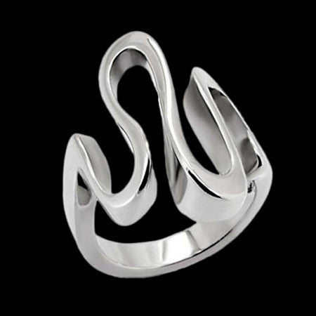 STAINLESS STEEL ABSTRACT WAVE LADIES RING