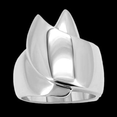 STAINLESS STEEL LADIES TWIN PEAKS RING