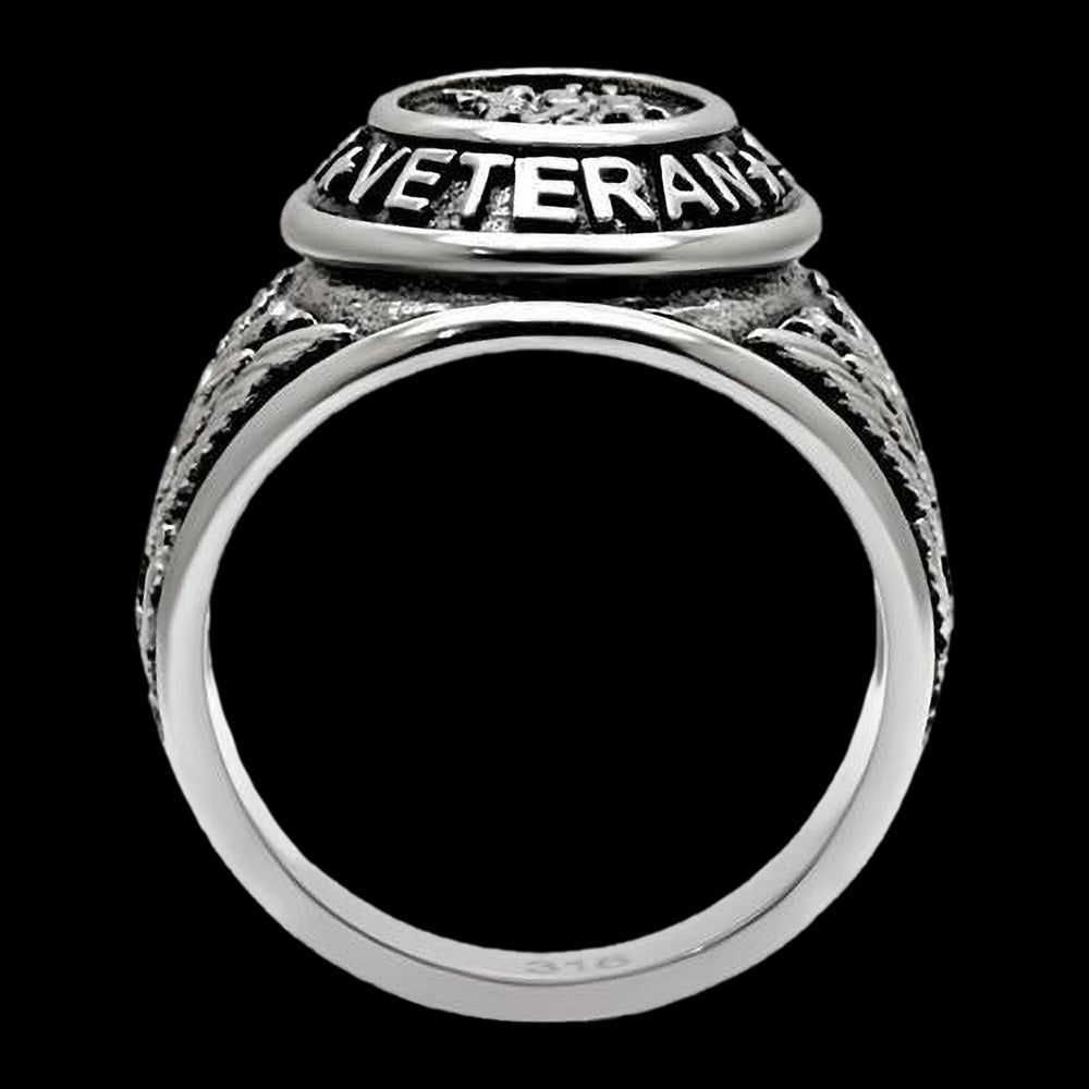 STAINLESS STEEL MEN'S US ARMY VETERAN SIGNET RING - SIDE VIEW 1
