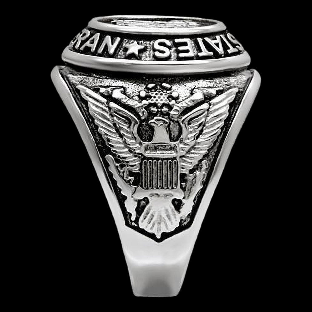 STAINLESS STEEL MEN'S US ARMY VETERAN SIGNET RING - SIDE VIEW 2