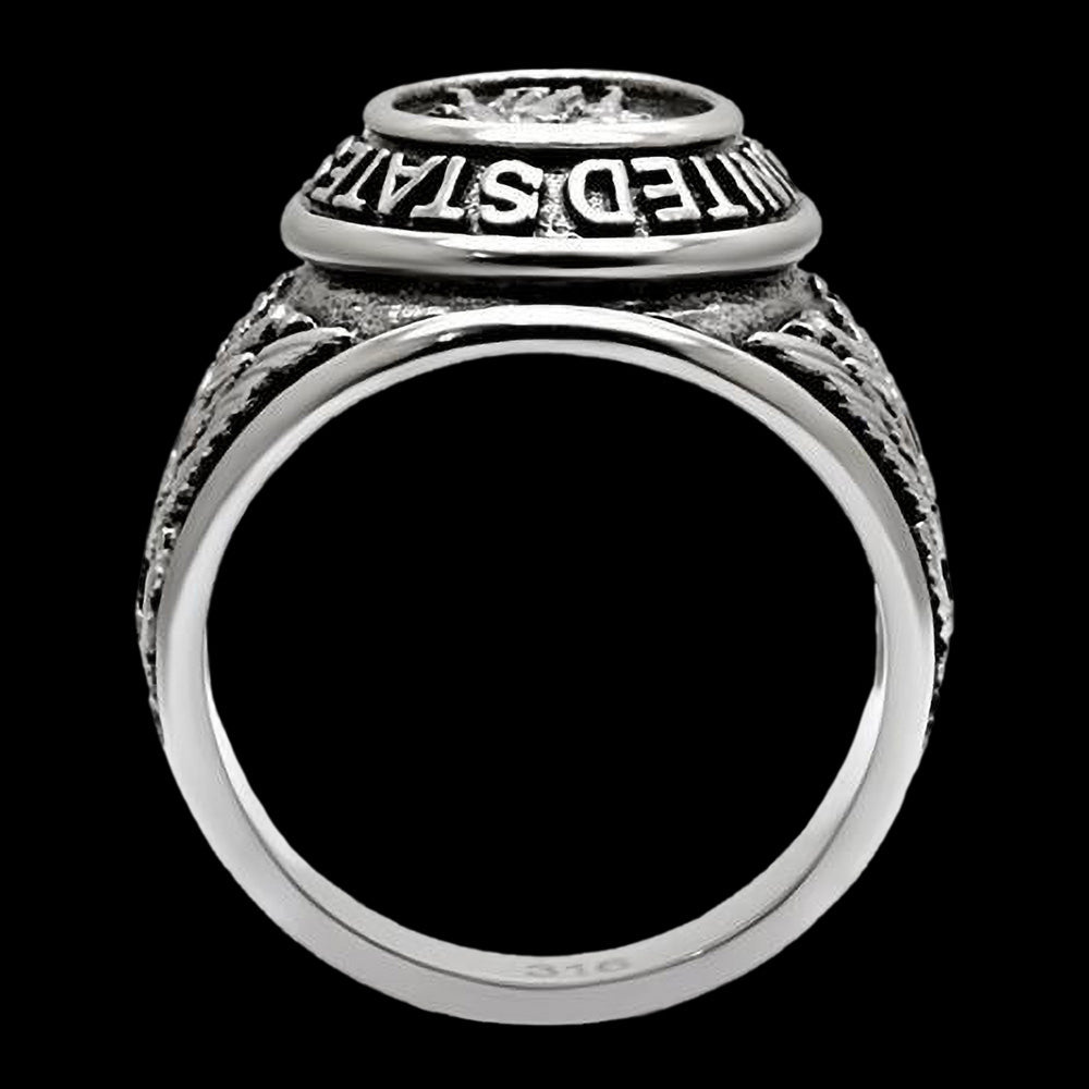 STAINLESS STEEL MEN'S US ARMY VETERAN SIGNET RING - SIDE VIEW 3