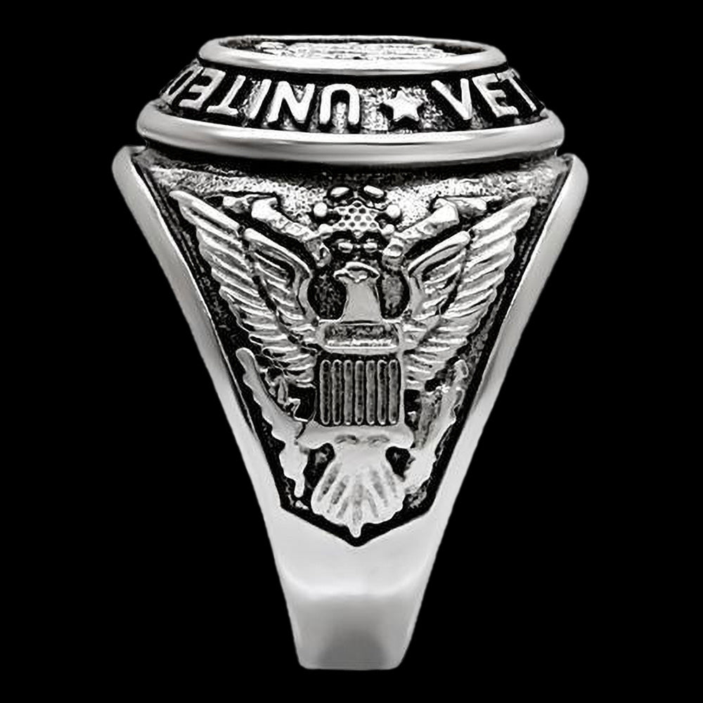 STAINLESS STEEL MEN'S US ARMY VETERAN SIGNET RING - SIDE VIEW 4