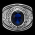 STAINLESS STEEL MEN'S UNITED STATES NAVY BLUE CZ SIGNET RING - FRONT VIEW