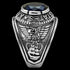 STAINLESS STEEL MEN'S UNITED STATES NAVY BLUE CZ SIGNET RING - SIDE VIEW 1