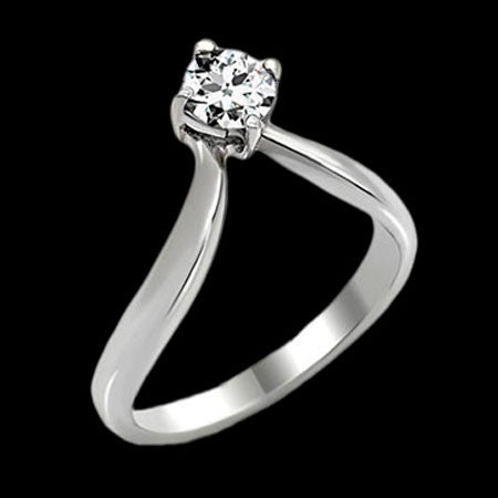 STAINLESS STEEL LADIES CURVED CZ SOLITAIRE RING