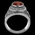 STAINLESS STEEL MEN'S UNITED STATES MARINES RED CZ SIGNET RING - SIDE VIEW 3