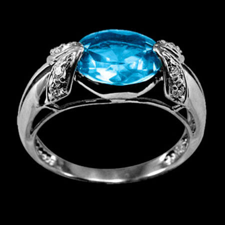 STERLING SILVER BLUE TOPAZ LADIES RING - 1