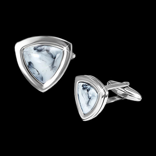 STAINLESS STEEL STONE SHIELD CUFFLINKS