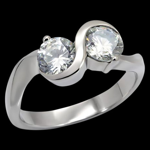 STAINLESS STEEL ETERNITY TWIN CZ RING