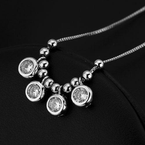 STERLING SILVER 4 CIRCLES CZ NECKLACE