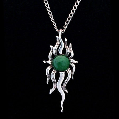 STERLING SILVER MALACHITE GREEN SUNBURST NECKLACE