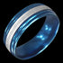 STAINLESS STEEL 8MM BLUE IP SILVER BAND RING