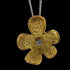 STAINLESS STEEL TEXTURED CZ GOLD IP FLOWER NECKLACE