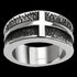 STAINLESS STEEL MEN'S CONCAVE CROSS RING - FRONT VIEW