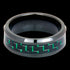 BLACK CERAMIC MEN'S GREEN CARBON FIBRE INLAY RING - FRONT VIEW