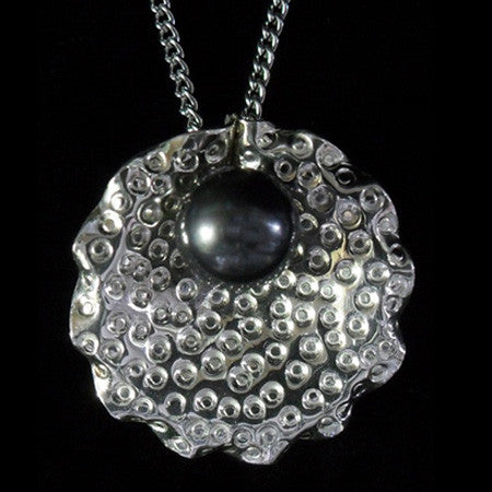 STERLING SILVER GUNMETAL PEARL SURPRISE NECKLACE