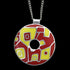 STAINLESS STEEL RED & YELLOW ENAMEL ABSTRACT DISC NECKLACE