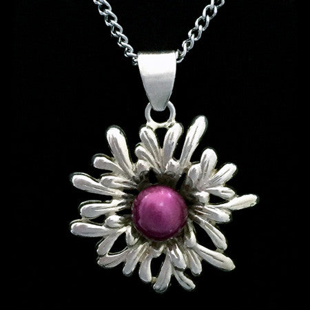 STERLING SILVER PINK PEARL FLOWER NECKLACE