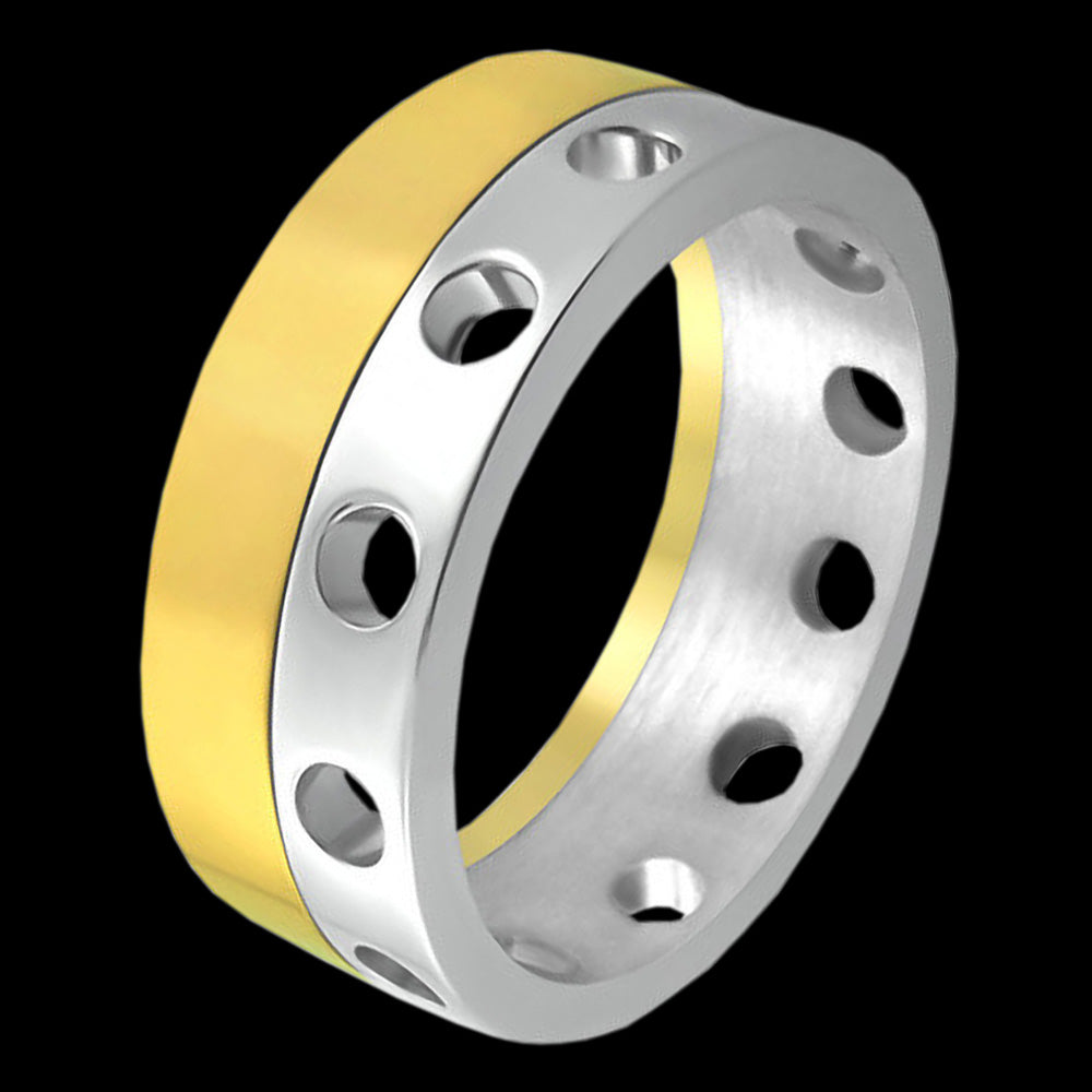 Stainless Steel Men's Porthole Gold IP Spinner Ring | Australia ...