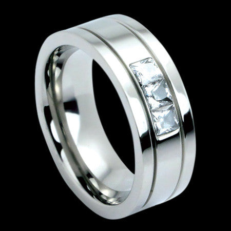 TITANIUM CZ TRIO RING