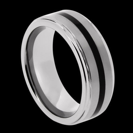 TUNGSTEN CARBIDE BLACK IP BAND RING – Silver Steel