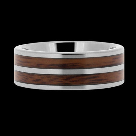 TUNGSTEN CARBIDE DUAL CHANNEL WOOD INLAY RING - 2