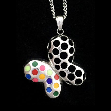 STAINLESS STEEL POLKADOT MESH BUTTERFLY NECKLACE