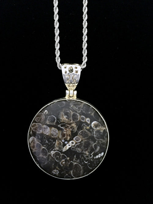 STERLING SILVER TURTELLA JASPER DISC NECKLACE