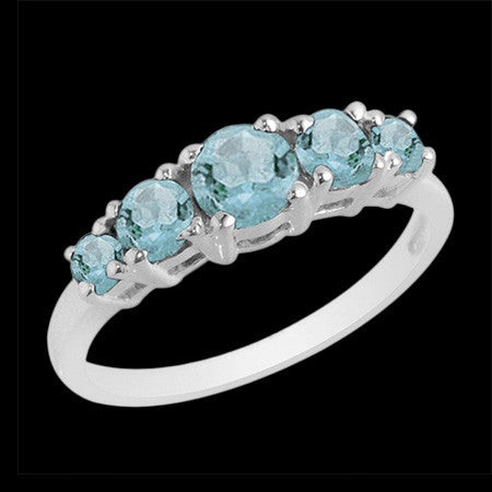 STERLING SILVER BLUE TOPAZ PAVED RING
