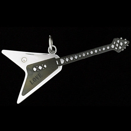 STAINLESS STEEL BLACK IP ELECTRIC GUITAR NECKLACE