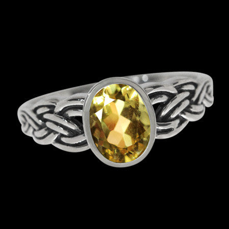 STERLING SILVER 1.19 CARAT CITRINE CELTIC KNOT RING