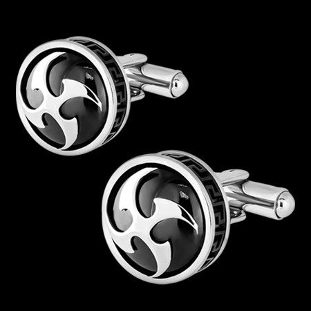 STAINLESS STEEL BLACK IP NINJA STARS CUFFLINKS