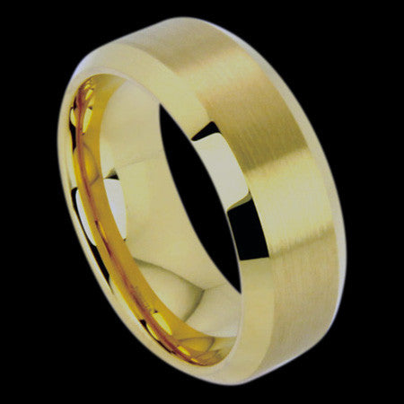 TUNGSTEN CARBIDE 8MM MATTE GOLD BAND RING