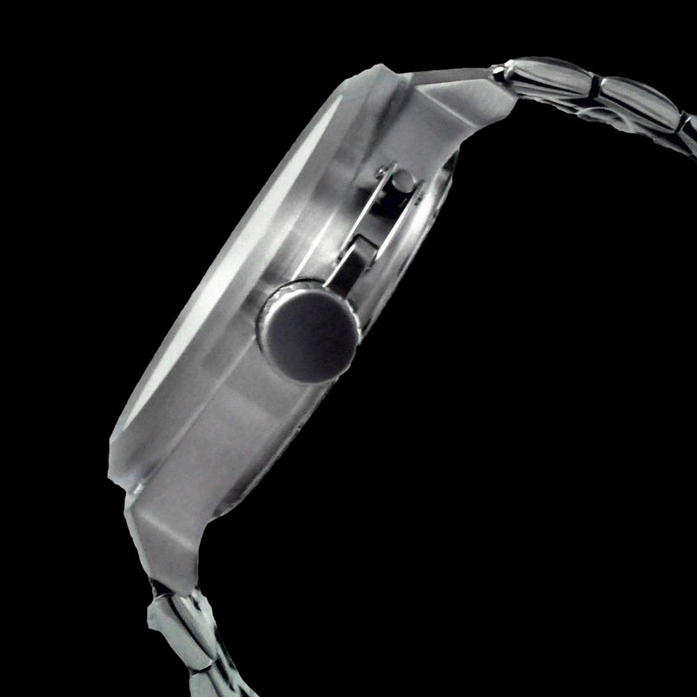 NEMESIS 3-ZONE SIGNATURE WHITE BIG DIAL STEEL WATCH - SIDE VIEW