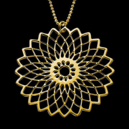 MY ONLY ONE FLOWER MANDALA 18K GP STERLING SILVER NECKLACE
