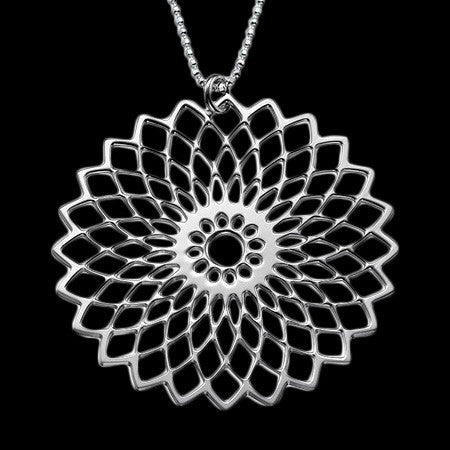 MY ONLY ONE FLOWER MANDALA STERLING SILVER NECKLACE