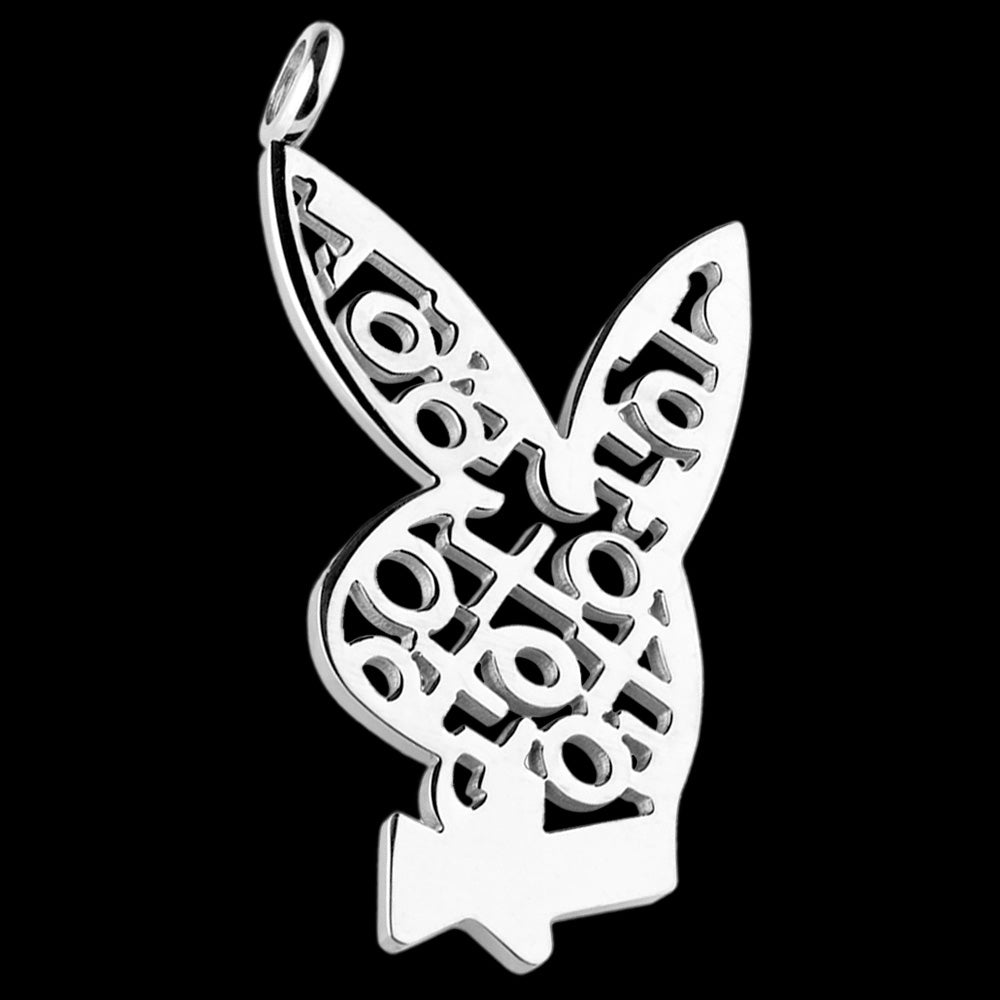 STAINLESS STEEL FILIGREE XOXO PLAYBOY BUNNY NECKLACE