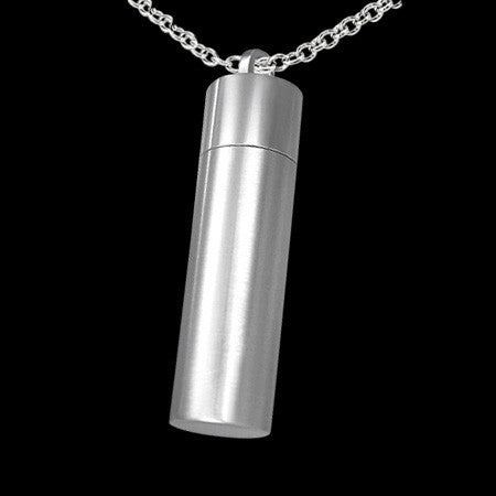 STAINLESS STEEL BRUSHED MEMORIAL CYLINDER NECKLACE