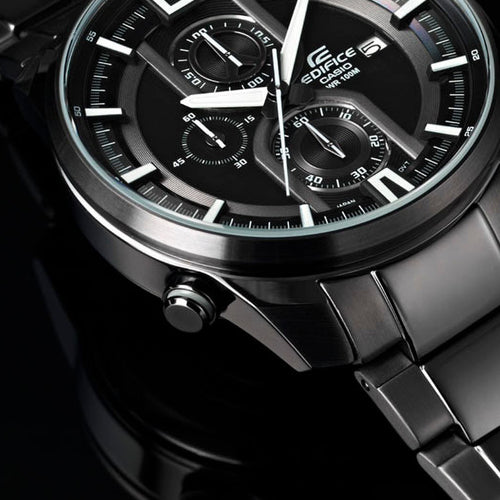 CASIO EDIFICE BLACK ILLUMINATOR WATCH EFR533BK1A - CASE CLOSE-UP